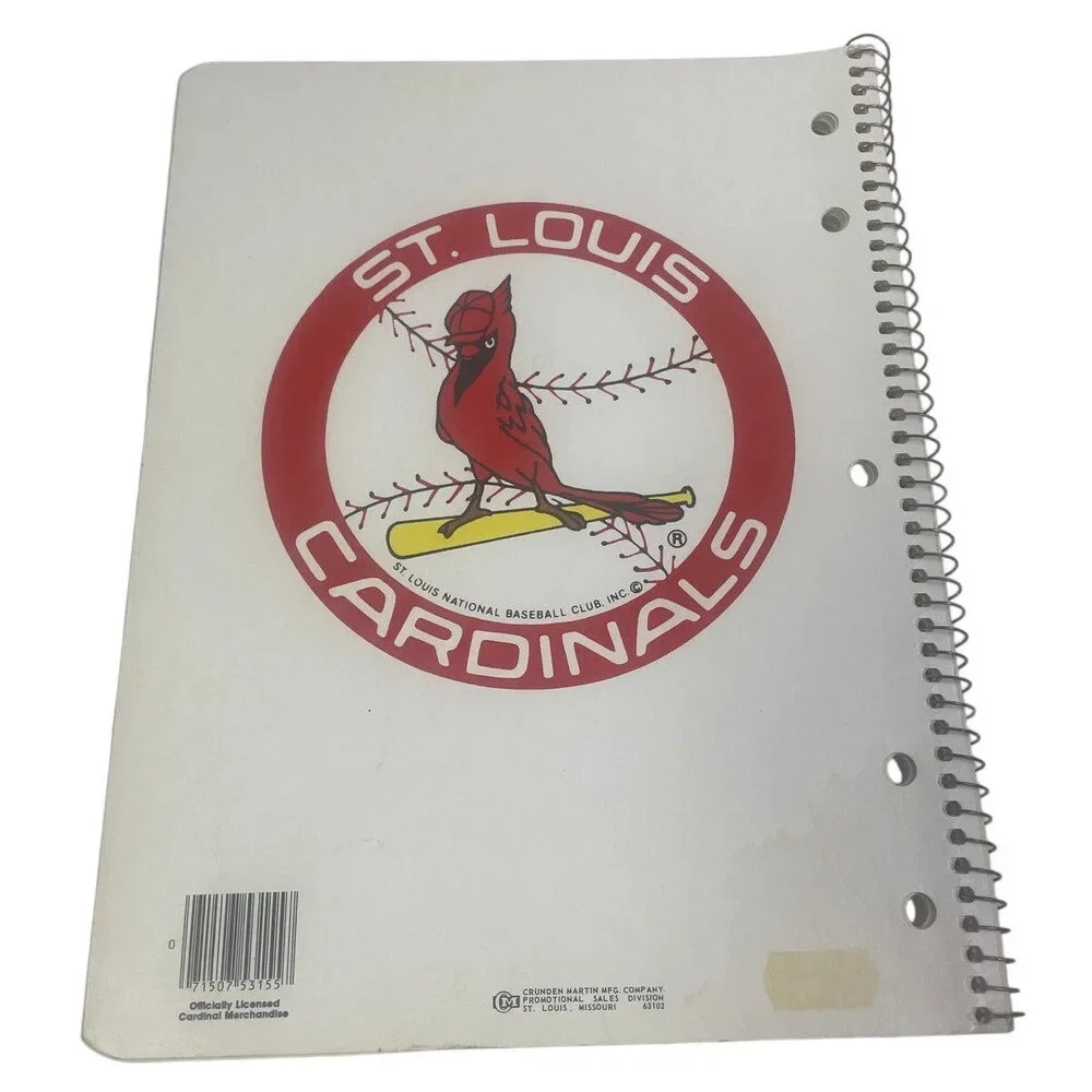 2 Vintage St Louis Baseball Cardinals Spiral Bound Wide Rule Lined Notebooks